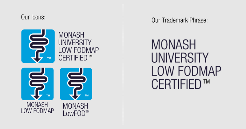 Image of Monash FODMAP Certified icons and trademark phrase